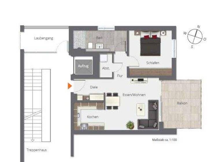 Wohnung zum Kauf provisionsfrei 346.900 € 2,5 Zimmer 62,1 m² Biberach Biberach an der Riß 88400