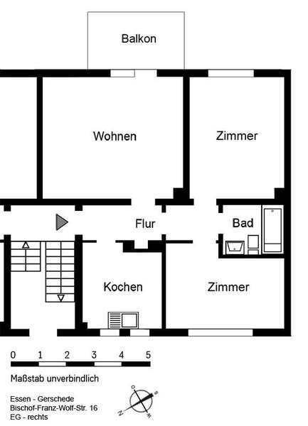 Wohnung zur Miete 700 € 3 Zimmer 71,4 m²<br/>Wohnfläche ab sofort<br/>Verfügbarkeit Bischof-Franz-Wolf-Str. Gerschede Essen 45357