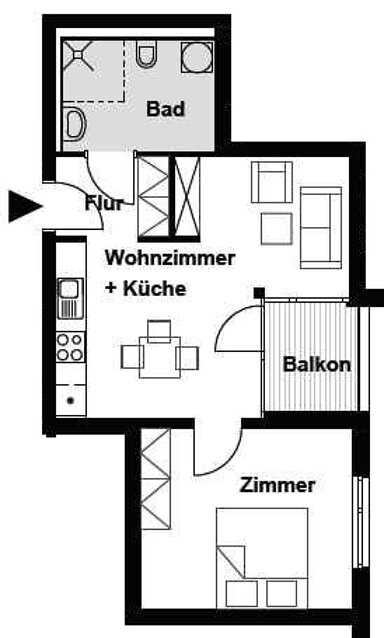 Wohnung zur Miete 465 € 2 Zimmer 48,7 m² 1. Geschoss frei ab 01.03.2025 Erlanger Allee 104 Drackendorfer Flur Jena 07747