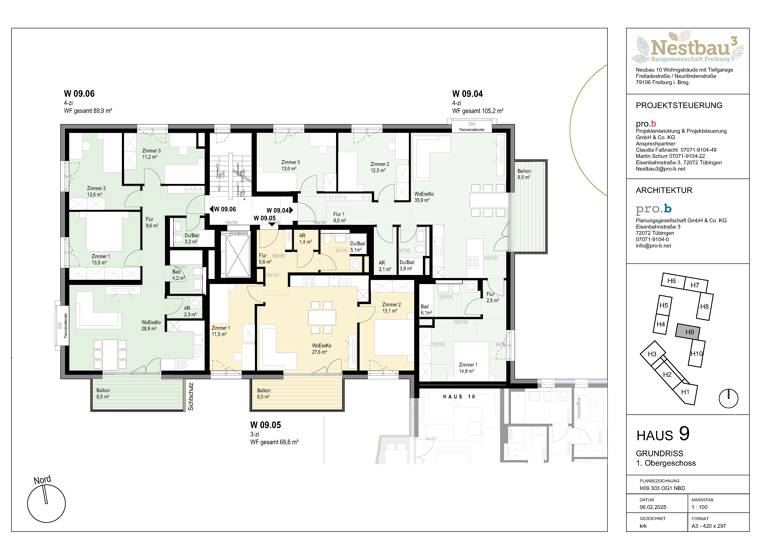 Wohnung zum Kauf provisionsfrei 609.940 € 4 Zimmer 105,2 m²<br/>Wohnfläche 1.<br/>Geschoss ab sofort<br/>Verfügbarkeit Freiladestraße 12 Brühl Freiburg im Breisgau 79106