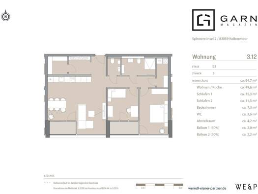 Wohnung zur Miete - Erstbezug 2.040 € 3 Zimmer 95 m² 3. Geschoss frei ab 01.11.2026 Kolbermoor 83059