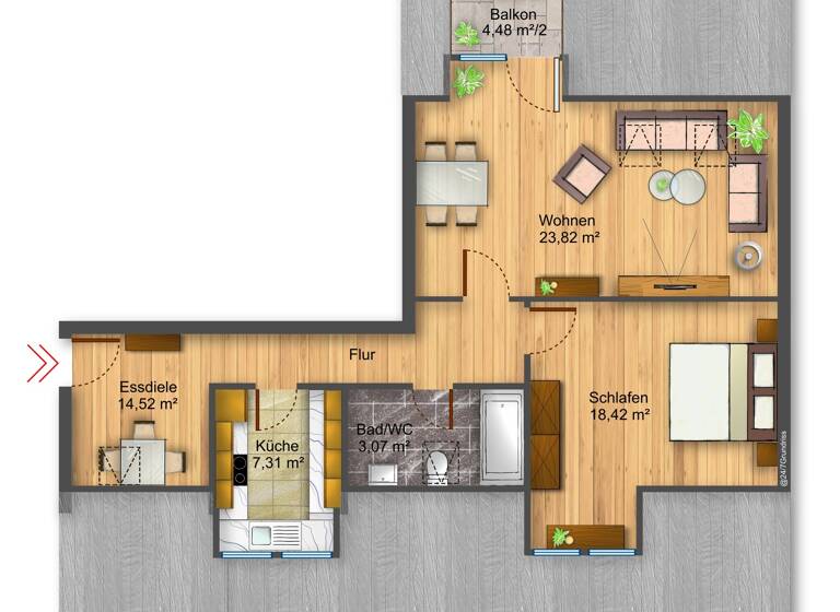 Wohnung zum Kauf als Kapitalanlage geeignet 245.000 € 2,5 Zimmer 69 m²<br/>Wohnfläche Wormser Straße 30a Striesen-West Dresden 01309
