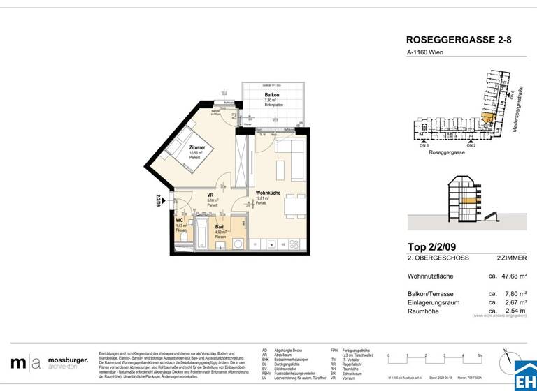 Wohnung zum Kauf - Erstbezug 292.000 € 2 Zimmer 47,7 m² 2. Geschoss Roseggergasse Wien 1160