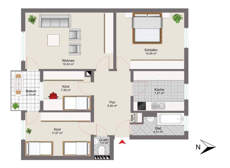 WG-Zimmer zum Kauf 450.000 € 3,5 Zimmer 75,8 m² 3. Geschoss Thalk.Obersendl.-Forsten-Fürstenr.-Solln München 81475