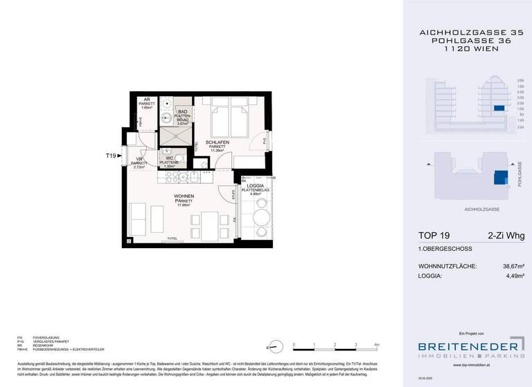Wohnung zum Kauf - Erstbezug 315.000 € 2 Zimmer 38,7 m² 1. Geschoss Wien 1120