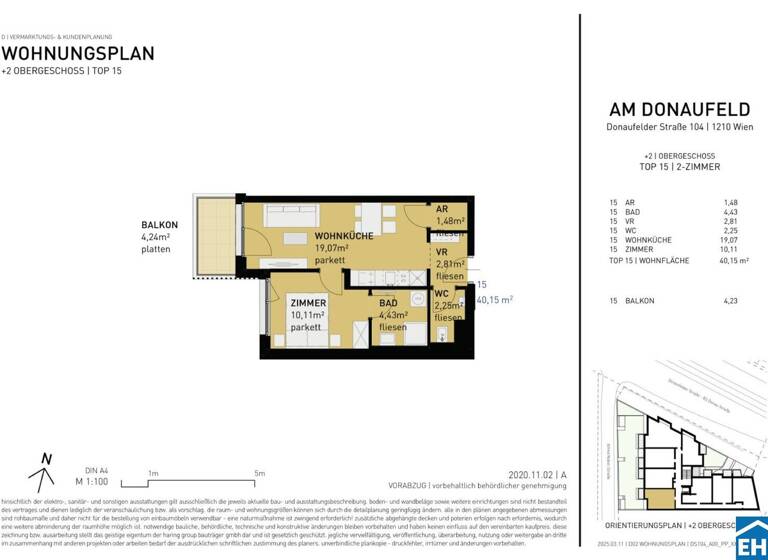 Wohnung zum Kauf - Erstbezug 272.500 € 2 Zimmer 40,2 m² 2. Geschoss Donaufelder Straße Wien 1210