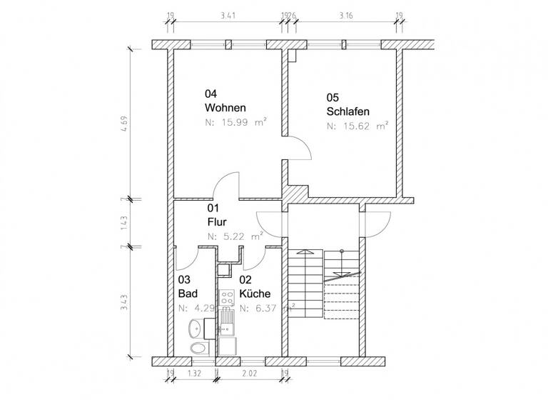 Wohnung zur Miete 308 € 2 Zimmer 46,1 m² 2. Geschoss frei ab 01.07.2026 Peterstraße 7 Altstadt Magdeburg 39104