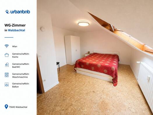 WG-Zimmer zur Miete auf Zeit 550 € 20 m² frei ab sofort Grombacher Straße Jöhlingen Walzbachtal 75045