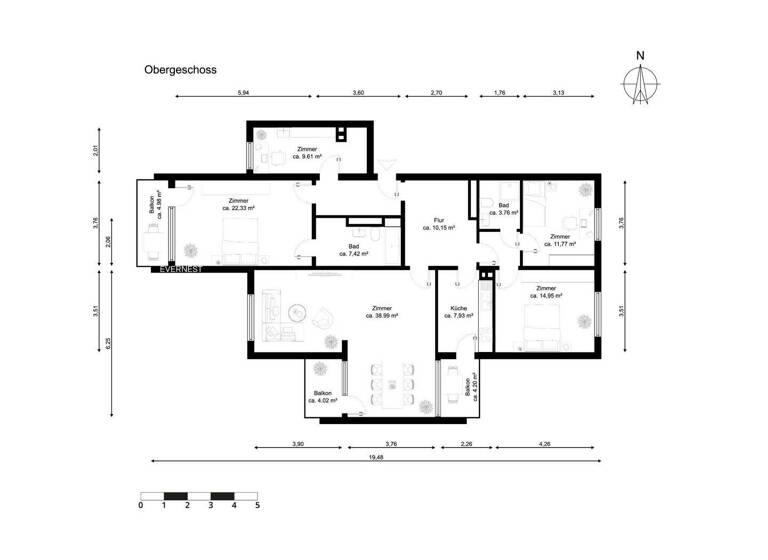 Wohnung zum Kauf 419.000 € 5 Zimmer 138 m² 1. Geschoss Bierstadt Wiesbaden 65191