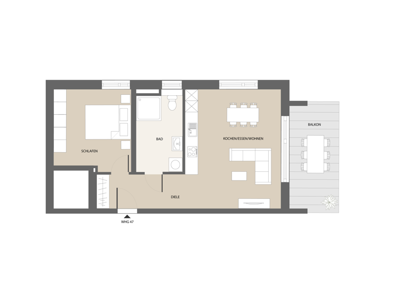 Wohnung zum Kauf - Erstbezug provisionsfrei 359.900 € 2 Zimmer 62,6 m² 1. Geschoss Unter Gottes Gnaden 125 Widdersdorf Köln 50859