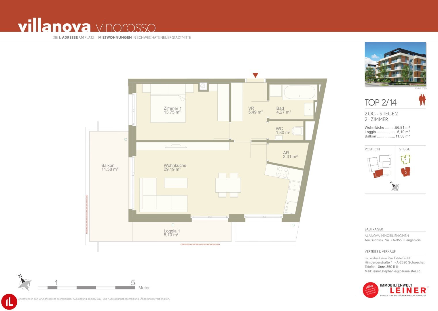 Terrassenwohnung zur Miete 890 € 2 Zimmer 56,8 m²<br/>Wohnfläche 2.<br/>Geschoss Schwechat 2320