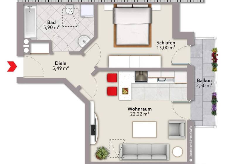 Wohnung zum Kauf 175.000 € 2 Zimmer 47,7 m² Schwabmünchen 86830