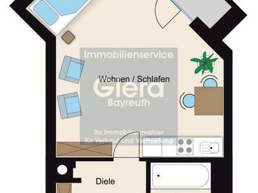 Wohnung zur Miete 495 € 1 Zimmer 36 m² 8. Geschoss frei ab 01.01.2026 Rosestraße 4 Hammerstatt Bayreuth 95444