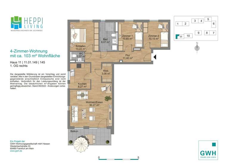 Wohnung zur Miete 1.178 € 4 Zimmer 102,6 m² 1. Geschoss frei ab 01.06.2026 Karl-Busch-Str. 9 Heppenheim 64646