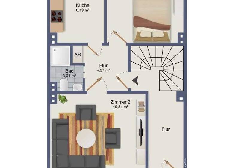 Wohnung zum Kauf provisionsfrei 134.000 € 2 Zimmer 49 m² EG Vorkampsweg 88 Lehe Bremen 28359