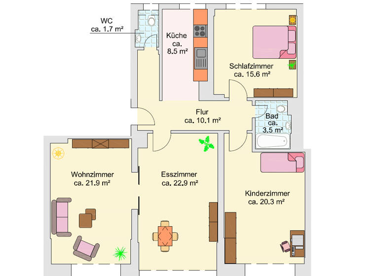 Wohnung zur Miete 1.550 € 4 Zimmer 103 m²<br/>Wohnfläche 2.<br/>Geschoss Röderbergweg 4 Ostend Frankfurt am Main 60314