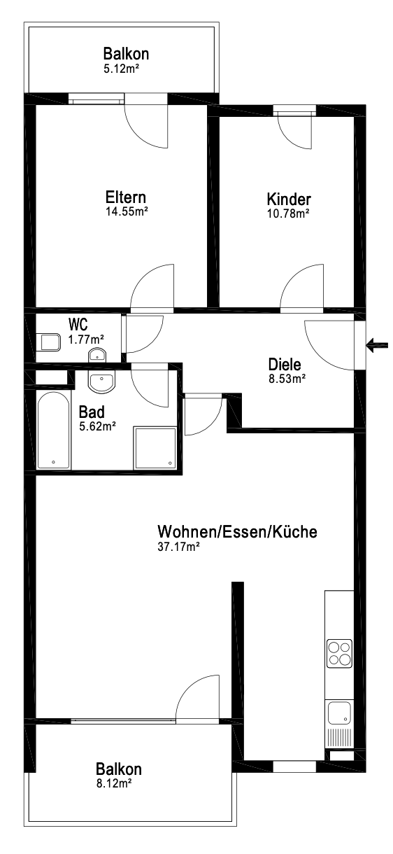 Wohnung zum Kauf 350.000 € 3 Zimmer 82 m²<br/>Wohnfläche 1.<br/>Geschoss Brandenkopfweg 7 Kaltental Stuttgart Kaltental 70569