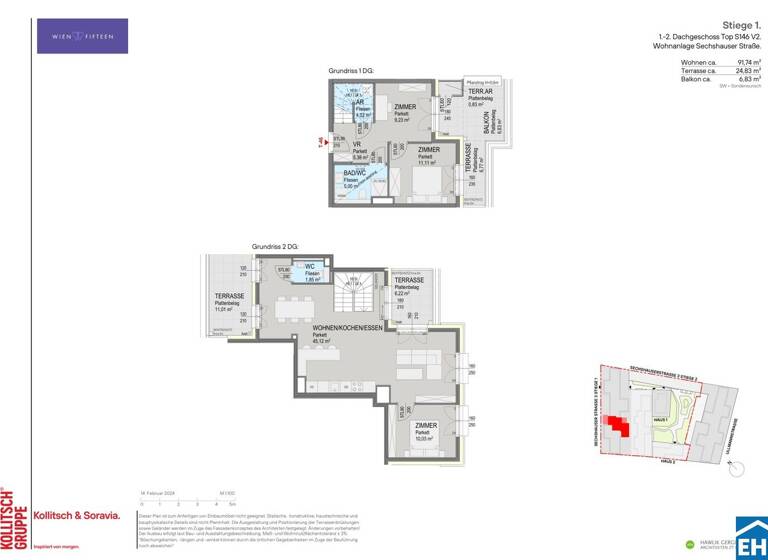 Wohnung zum Kauf - Erstbezug 999.000 € 4 Zimmer 91,7 m² 5. Geschoss Sechshauser Straße Wien 1150