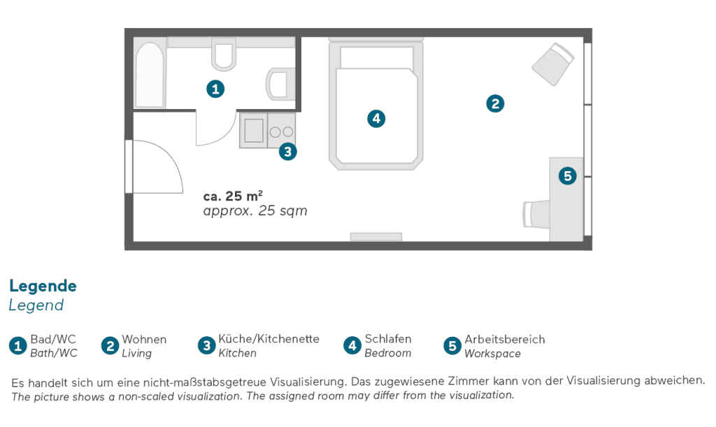 Wohnung zur Miete Wohnen auf Zeit 2.010 € 1 Zimmer 25 m²<br/>Wohnfläche 15.12.2024<br/>Verfügbarkeit Kirchfeldstraße Unterbilk Düsseldorf 40217