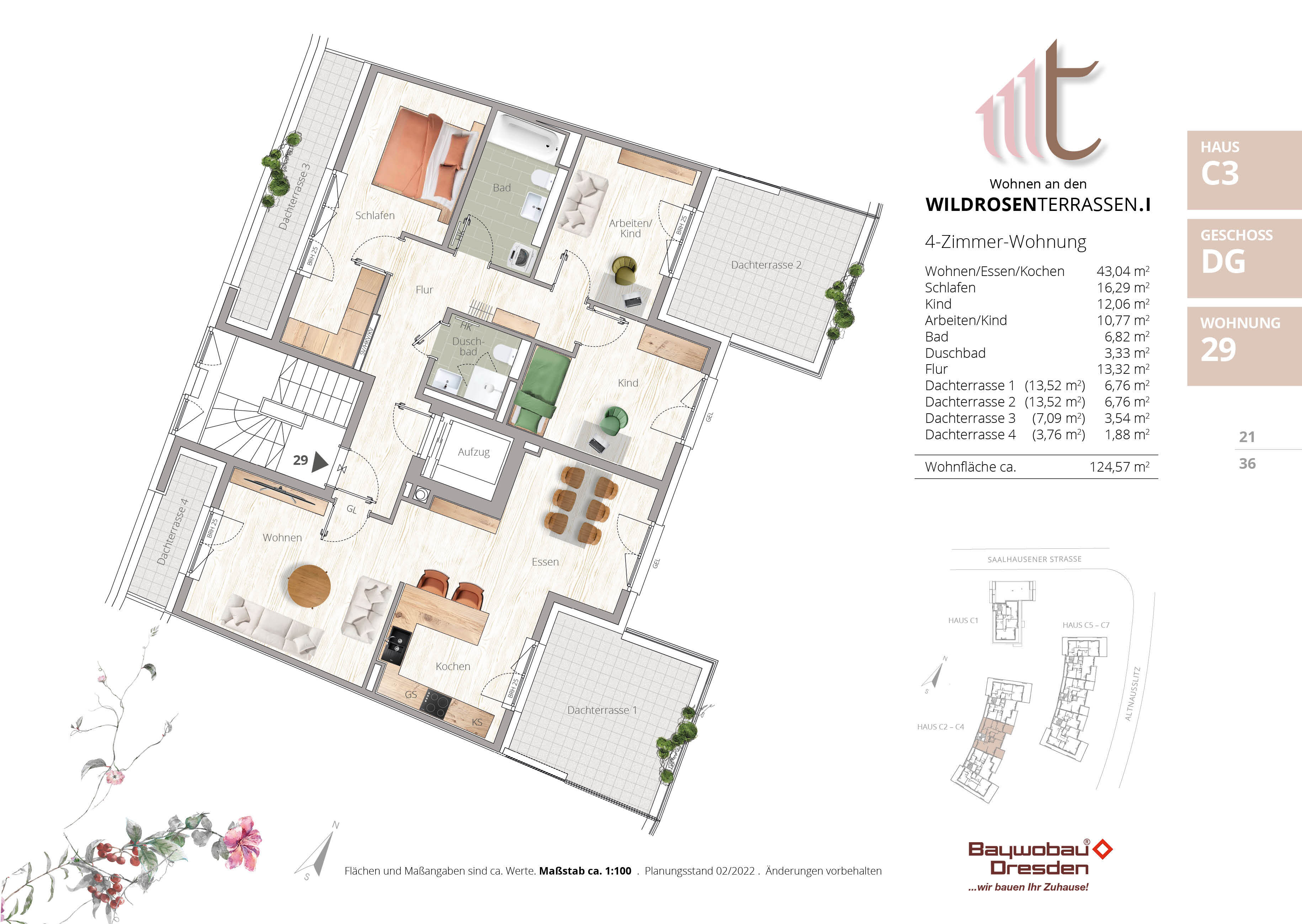 Wohnung zum Kauf provisionsfrei 731.400 € 4 Zimmer 126,7 m²<br/>Wohnfläche 4.<br/>Geschoss Saalhausener Straße 53b Naußlitz-Süd Dresden 01159