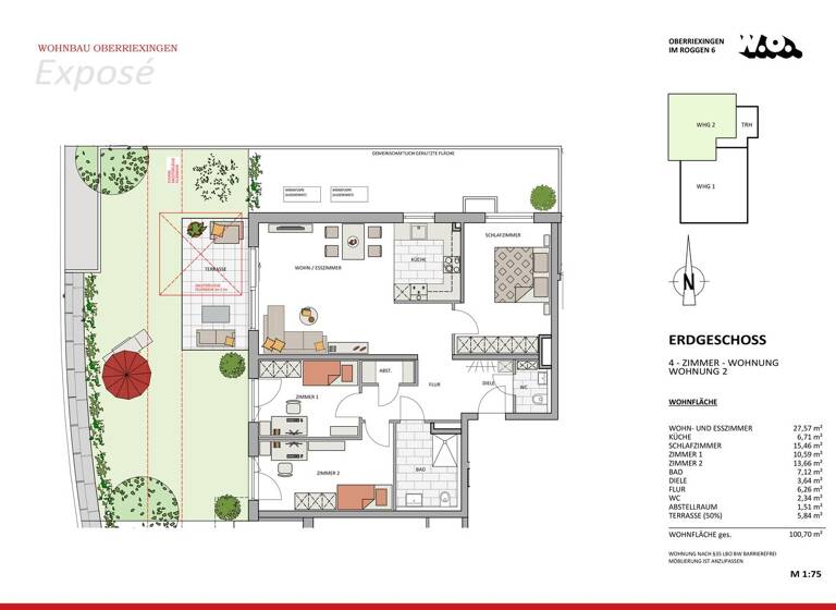 Wohnung zum Kauf - Erstbezug provisionsfrei 589.500 € 4 Zimmer 100,7 m² EG Im Roggen 6 Oberriexingen 71739