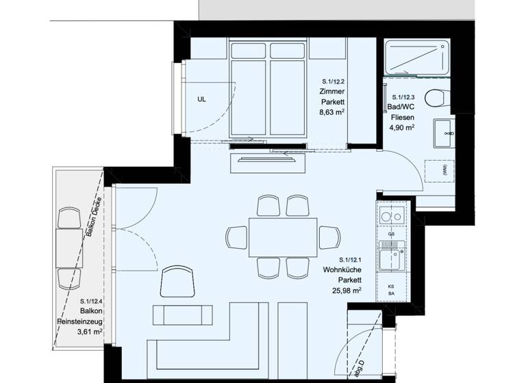 Wohnung zur Miete - Erstbezug 863 € 2 Zimmer 39,5 m² 3. Geschoss Leebgasse Wien 1100