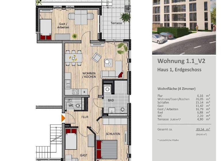 Wohnung zum Kauf - Erstbezug provisionsfrei 529.900 € 4 Zimmer 89,5 m² EG Köttgen-Allee Gladbach Bergisch Gladbach 51465