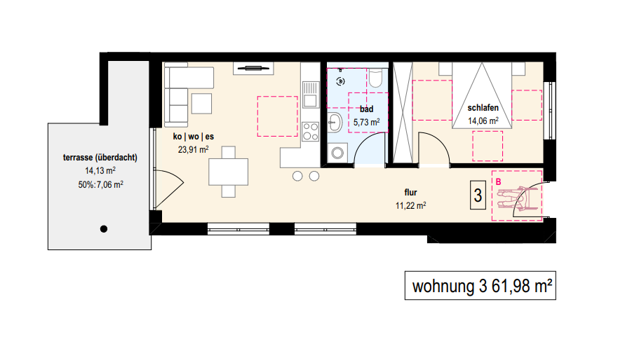 Wohnung zum Kauf provisionsfrei 281.900 € 2,5 Zimmer 61,7 m²<br/>Wohnfläche EG<br/>Geschoss Raiffeisenstraße 6 Äpfingen Maselheim 88437