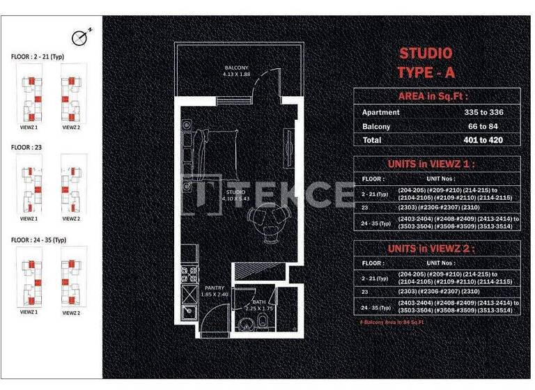 Studio zum Kauf 436.000 € 2 Zimmer 74 m² 4. Geschoss Dubai
