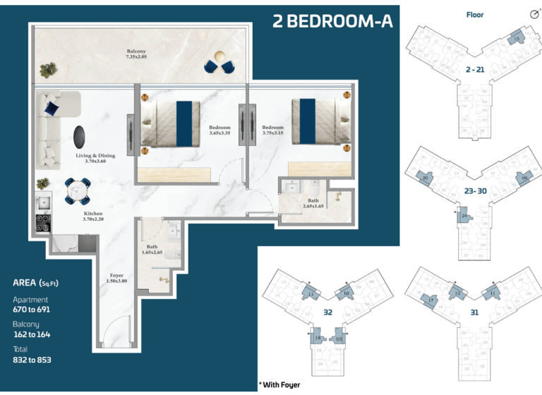 Wohnung zum Kauf - Erstbezug provisionsfrei 366.612 € 3 Zimmer 77,3 m² Dubai