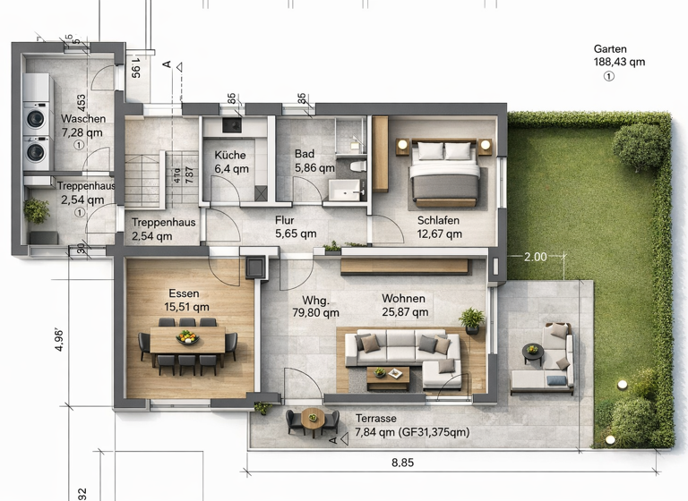 Wohnung zum Kauf 549.000 € 3 Zimmer 79,8 m² 1. Geschoss Otterfing 83624