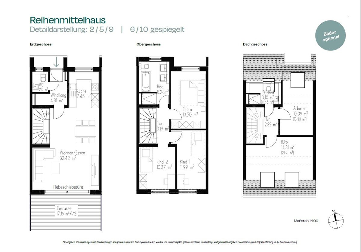 Reihenmittelhaus zum Kauf provisionsfrei 719.900 € 6 Zimmer 133 m²<br/>Wohnfläche 138,4 m²<br/>Grundstück Sankt Afra Mering 86415