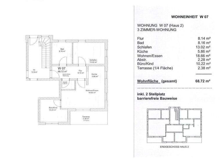Terrassenwohnung zum Kauf - Erstbezug 263.000 € 3 Zimmer 68,4 m² EG Vilzing Cham / Vilzing 93413