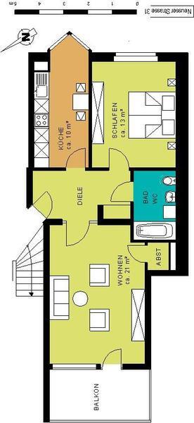 Wohnung zur Miete 717 € 2 Zimmer 59,8 m²<br/>Wohnfläche 1.<br/>Geschoss Neusser Straße 31 Unterbilk Düsseldorf 40219