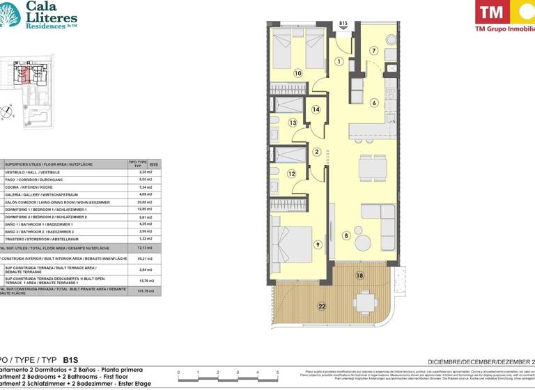 Wohnung zum Kauf 532.000 € 3 Zimmer 85 m² 1. Geschoss Cala Lliteres 07590