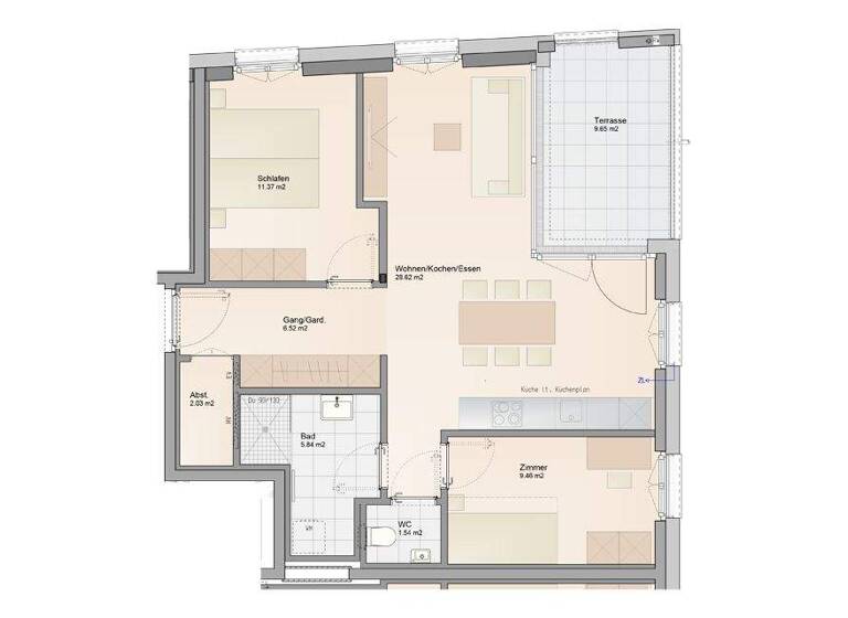 Terrassenwohnung zum Kauf - Erstbezug provisionsfrei 499.000 € 3 Zimmer 65,7 m² 1. Geschoss Haferweg Dornbirn 6850