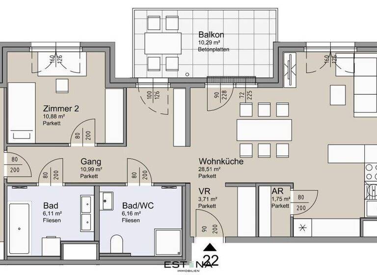 Wohnung zum Kauf - Erstbezug 690.000 € 4 Zimmer 100,1 m² 3. Geschoss Leystraße Wien 1200
