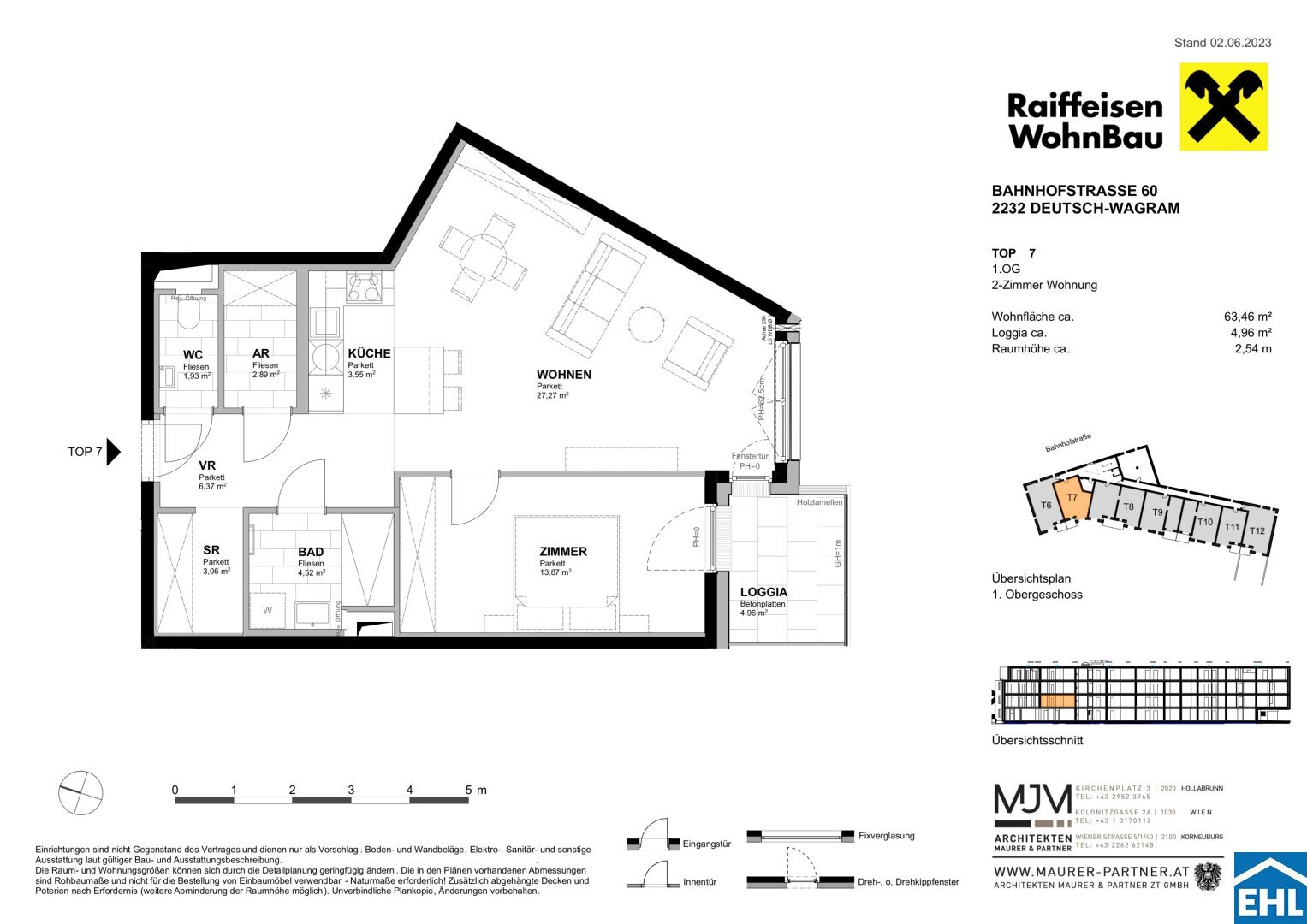 Wohnung zum Kauf 320.200 € 2 Zimmer 63,5 m²<br/>Wohnfläche 1.<br/>Geschoss Bahnhofstraße Deutsch-Wagram 2232