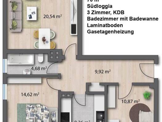 Wohnung zur Miete 549 € 3 Zimmer 70 m² 1. Geschoss frei ab 01.09.2026 Kreuzstraße 25 Barmen Oberbarmen 42277