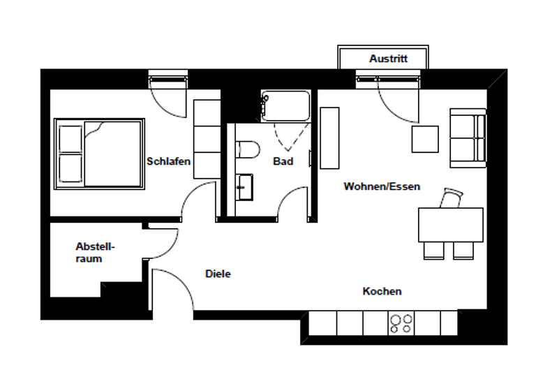 Wohnung zur Miete 1.290 € 2 Zimmer 51,8 m² 4. Geschoss frei ab 01.05.2026 Wandalenweg 5 Hammerbrook Hamburg 20097