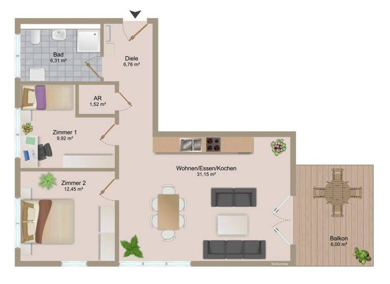 Wohnung zum Kauf 330.000 € 3 Zimmer 74,1 m² Rheinfelden Rheinfelden / Nollingen 79618