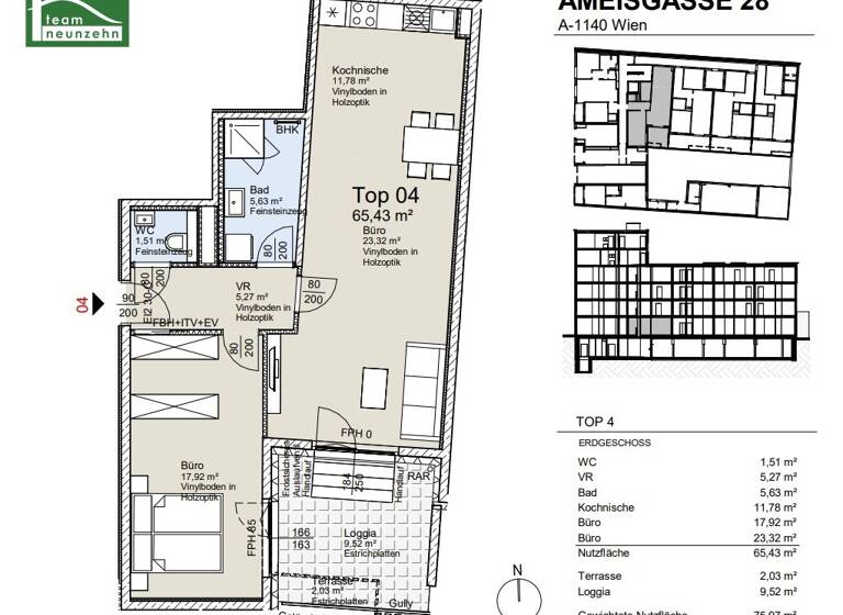 Büro zum Kauf - Erstbezug provisionsfrei 435.000 € 2 Zimmer Ameisgasse 28 Wien 1140