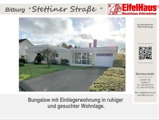 Bungalow zum Kauf provisionsfrei 645.000 € 290,5 m² 5.728 m² Grundstück Stettiner Straße 6 Bitburg 54634