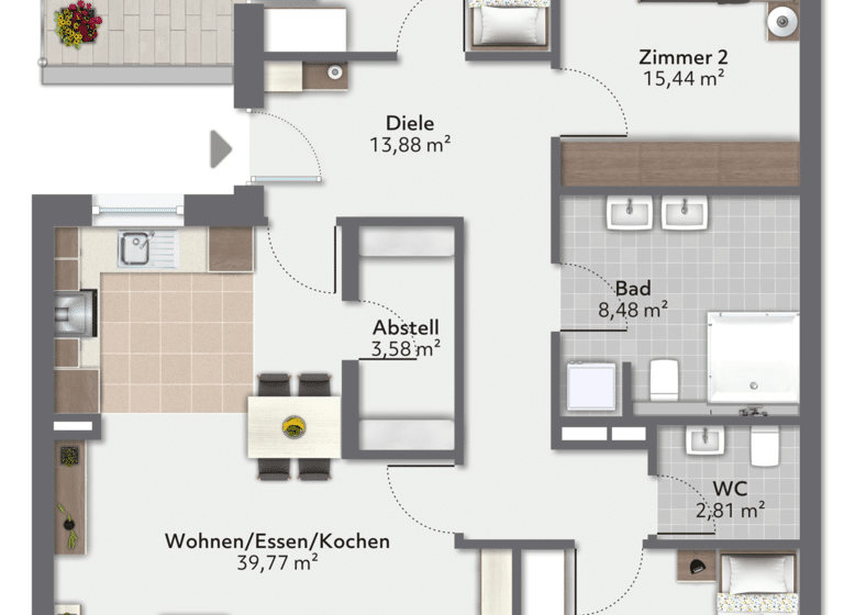 Wohnung zum Kauf 564.000 € 4 Zimmer 118,1 m²<br/>Wohnfläche 2.<br/>Geschoss Neuenburg Neuenburg am Rhein 79395