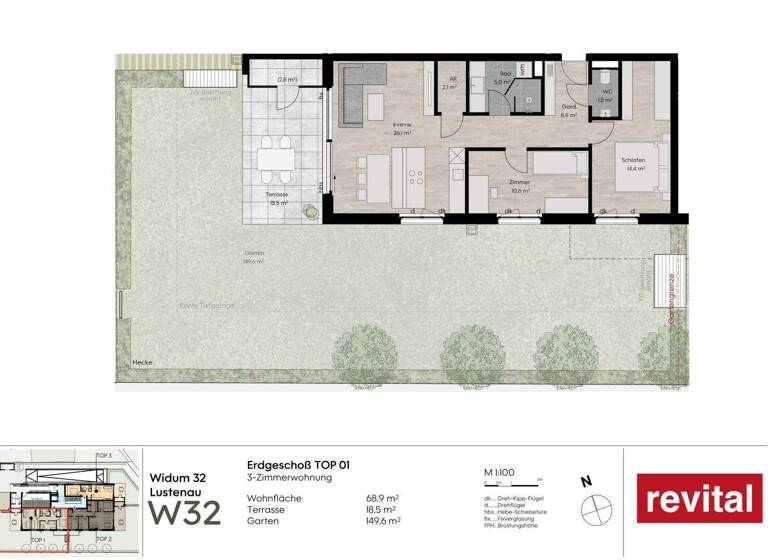 Wohnung zum Kauf - Erstbezug 547.500 € 3 Zimmer 69 m² EG Widum 32 Lustenau 6890