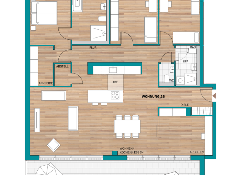 Wohnung zum Kauf provisionsfrei 1.095.300 € 5 Zimmer 182,6 m² 3. Geschoss frei ab 31.12.2027 Rüsselsheimer Straße 39-41 Waldhof Mannheim 68305