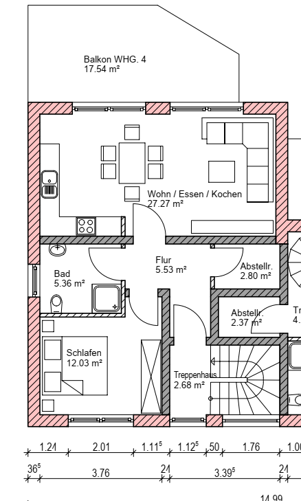 Wohnung zum Kauf provisionsfrei 256.900 € 2 Zimmer 61,2 m²<br/>Wohnfläche Taben-Rodt 54441