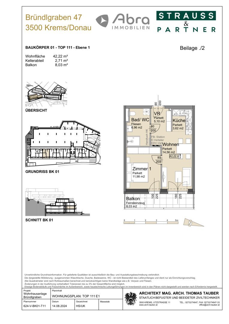 Wohnung zur Miete 580 € 2 Zimmer 42,2 m²<br/>Wohnfläche 1.<br/>Geschoss 01.02.2025<br/>Verfügbarkeit Bründlgraben 45 Krems an der Donau Krems an der Donau 3500