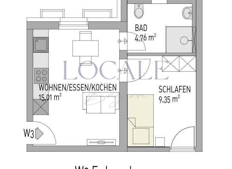 Wohnung zur Miete 1.200 € 2 Zimmer 35 m² Markt Schwaben 85570