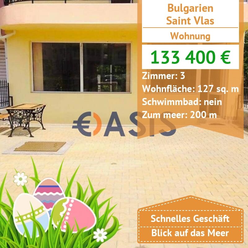 Apartment zum Kauf provisionsfrei 133.400 € 3 Zimmer 127 m²<br/>Wohnfläche 4.<br/>Geschoss ulitsa "Car Simeon" 2 Saint Vlas 8256